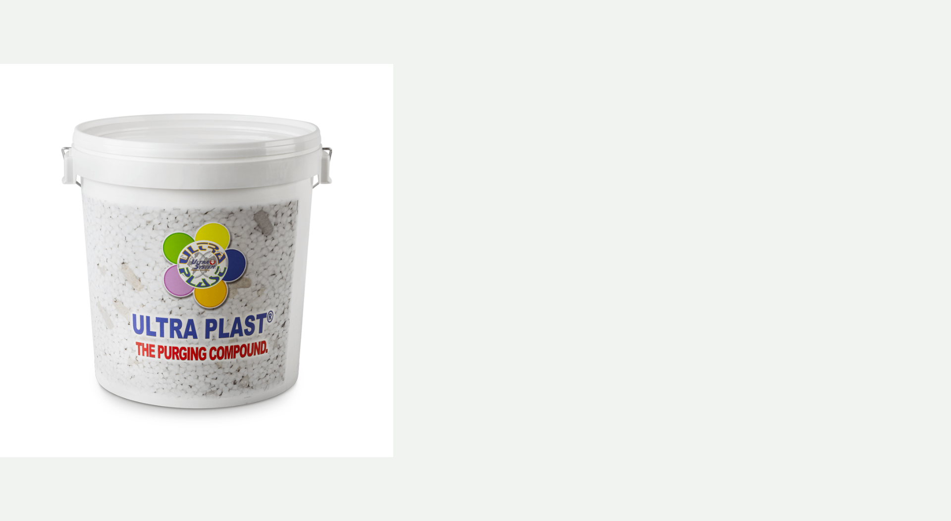 Envase de compuesto de purga Ultra Plast, imagen publicada por Plasgrom.